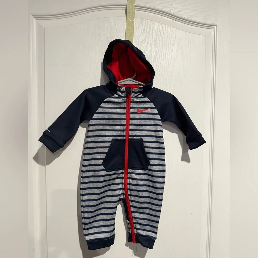 Nike Kids Striped One Piece - Navy and Red - Picture 1 of 3